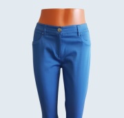 Damskie eleganckie niebieskie bawełniane spodnie rurki KMX 40/L 