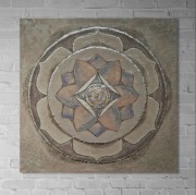 Obraz na płótnie ręcznie malowany akrylami mandala "Lotus" ze srebrom 50x50