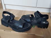 Sandały damskie trapery gruba podeszwa czarne skóra Remonte roz 37  24 cm