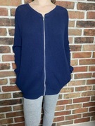 Sweter damski rozpinany na zamek Samsøe M L granat bawełna casual promocja