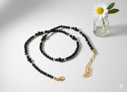 Ręcznie robiony naszyjnik z kamieni turmalinu i hematytów