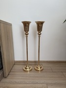 Eleganckie złote stojaki dekoracyjne / wazony 77 cm, komplet 2 szt.