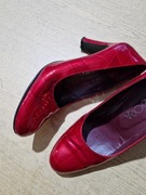 Buty czółenka lakierki czerwone na obcasie 