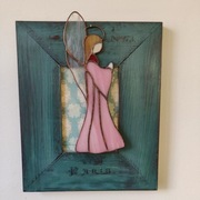 Anioł witraż 22 cm zawieszka 