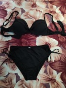 Elegancki Czarny Strój Kąpielowy Bikini | Wysoki Stan | Rozmiar 42/B