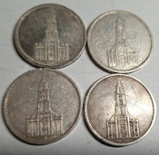 Moneta srebrna 5 Marek Wieża Kościół 1934 1935 srebro