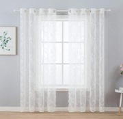 MIULEE Koronkowa firanka z koronki W Kwiaty Białe 150x245 2szt