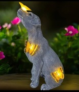 Dekoracyjny znicz solarny - Piesek z motylkami, lampka ogrodowa / nagrobna