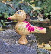 Gwizdek drewniany figurka PRL ptak ptaszek Cepelia ludowy rękodzieło 