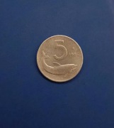 Moneta Włochy 5 lirów 1955 r.