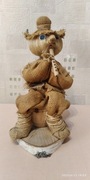 Rękodzieło - figurka, chochoł, grajek: słoma, juta i drewno