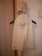 LACOSTE KREMOWY ŚMIETANKOWY 100%WEŁNA + CZAPKA IDEALNY STAN 