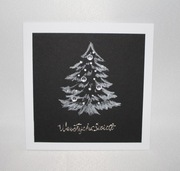 Kartka świąteczna Boże Narodzenie choinka glamour ręcznie malowana