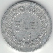 Rumunia 5 leI lejów 1949 - 23 mm - nr 2