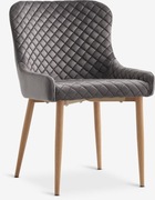 Krzesło PEBRINGE aksamit szary/naturalny dąb nowe 4 Sztuki 