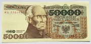 Banknot 50000 złotych 1989