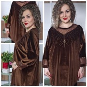 Tunika welurowa czekoladowa Plus Size Oversize 