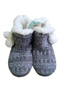 Ciepłe kapcie domowe – szare, ocieplane, z pomponami, r. 34/35