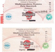 W-wa 1994, Międz.wyst.psów rasowych, 2 bilety norm i ulg, kwoty przebite !!