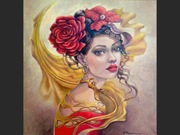 TANCERKA FLAMENCO  - 50X50 olej płótno ręcznie malowany autorski obraz