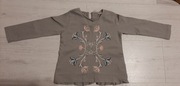 Jesienna Nowa szara bluzka kwiaty Zara Baby girl r. 92-98 bawełna, 2-3 lata