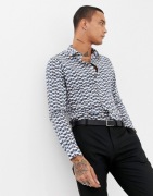 Devils Advocate koszula slim fit długi rękaw z nadrukiem w łabędzie asos M