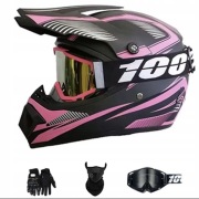 KASK MOTOCYKLOWY CROSSOWY LEKKI ENDURO QUADA + GOGLE + RĘKAWICE + MASKA L
