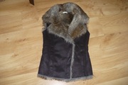 Kamizelka Promod, r. 36, futro, brązowa, piękna, hit!