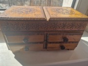 Szkatułka stara PRL z drewna