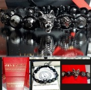 BRANSOLETKA KAMIEŃ YOOPERLITE LAWA WILK STAL SZLACHETNA 316L MĘSKA  