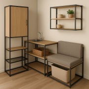 Meble dom modułowy domki holenderskie stelaż na wymiar zabudowa projekt 3D