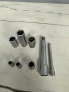 Nasadki S+K 1/2 1/4 przedłużka 8 sztuk