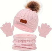 Nowy komplet zimowy Czapka+Komin i Rękawiczki pompon