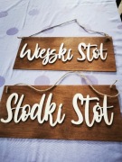 Tabliczki WIEJSKI STÓŁ, SŁODKI STÓŁ 