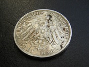 3 Marki 1908 A Prusy - Wilhelm II - Srebro - Stan jak na zdjęciach