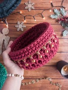 Koszyk koszyczek pudełko organizer czerwień czerwony złoty złota 