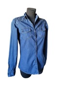 Jeansowa koszula damska na zatrzaski 36,S Moodo