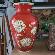 Wazon duży z kołnierzem czerwony Chodzież