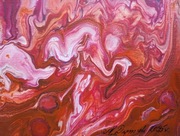 NOWOCZESNE MALARSTWO ABSTRAKCYJNE 20x20cm "MOC RÓŻU"