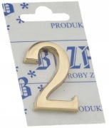 Mosiężna cyfra 2 numer na drzwi samoprzylepny 2 sztuki 45x5mm