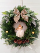 Wianek wieniec na drzwi 45 cm żywy podkład stroik