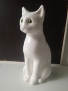 DUŻA FIGURKA KOTA KOTA Z PORCELANY ..ZIELONOOKI .. 30 CM !!