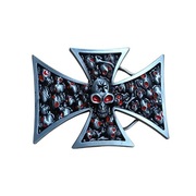 Klamra Do Paska Krzyż Żelazny z Czaszkami Rider Biker Skulls