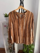 Zwiewna karmelowa bluzka z wiskozy we wzory plus size