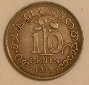10 centów Cejlon 1910