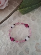 Bransoletka handmade z naturalnych kamieni hematyt kwarc różowy agat turmal