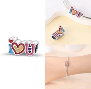 Srebrny Nowy Charms Prezent na Walentynki I Love You