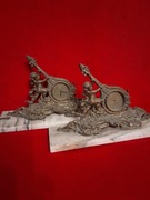 Zegar kominkowy mosiądz CHERUBINEK z gitarą na podstawie marmurowej