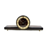 Zegar Kominkowy Zentra Czarno-Złoty Mechanizm z Biciem Niemcy Lata 50.