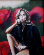 Obraz olejny / Kobieta w futrze